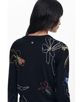 Women's Fine sweater with floral strokes