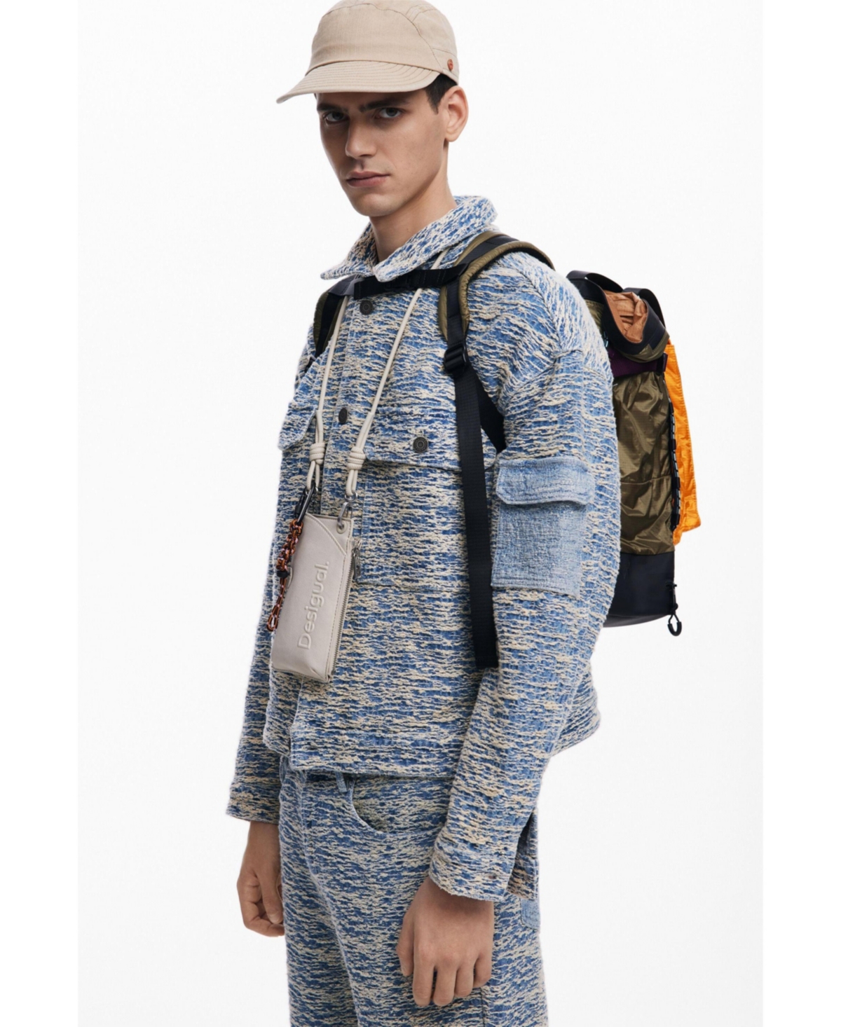 Desigual Men's Mottled Denim Jacket In Blue