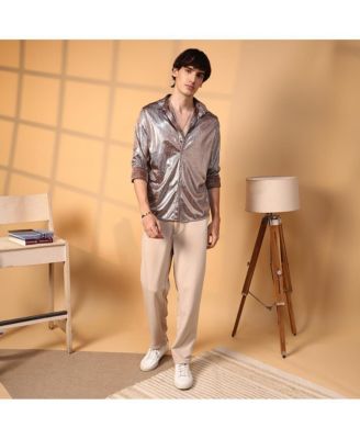 Men's Metallic Brown Sheen Chevron Shirt