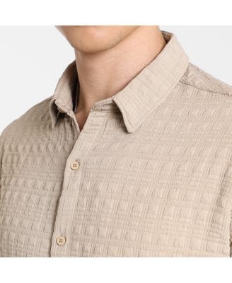 Men's Saltbox Beige Dimentional-Textured Shirt