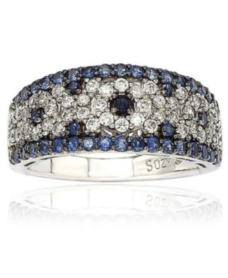 Suzy Levian Sterling Silver 2.28CT Sapphire & Created White Sapphire Abstract Ring