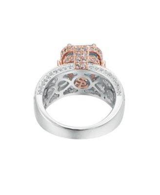 Suzy Levian Two-Tone Sterling Silver Emerald Cut Center Topaz Cocktail Milano Ring