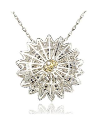 Suzy Levian Sterling Silver Sapphire & Created White Sapphire Large Pendant