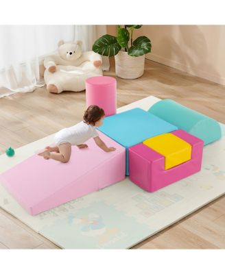 6 PCS Kids Climber Play Set Indoor Foam Climb & Crawl Activity Blocks w/ Cover