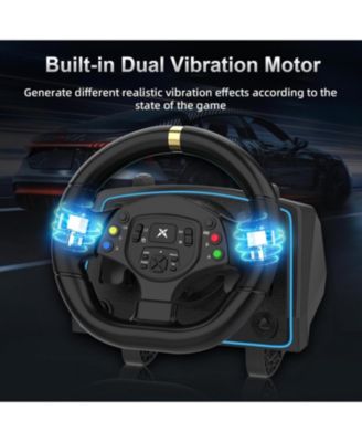 Gaming Steering Wheel with Pedals – 1080&deg; Rotation, Paddle Shifters, Manual Gearbox, Dual Vibration – Compatible with Xbox, PS4, PC, Switch & More