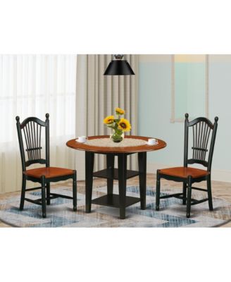 5 Pc Dining Set, Rectangular Table with Butterfly Leaf & 4 Slatted Back Wood Chairs