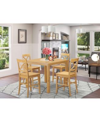 5 Pc Set Black Finish Counter Height Pub Table with 4 Bar Stools