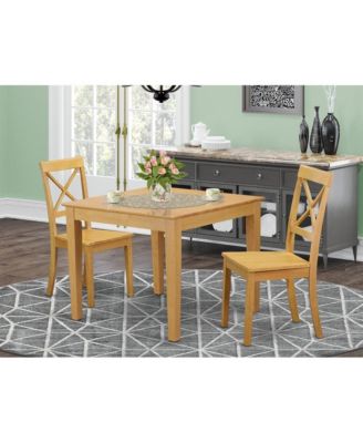 3-Pc. Oak Asian Hardwood Wood-Seat Dining Set