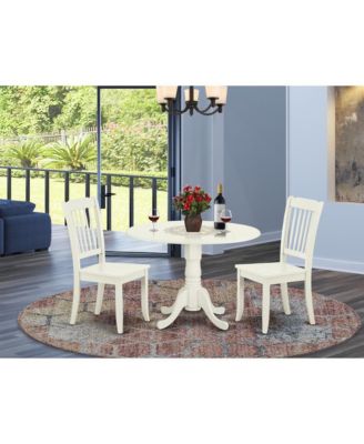 3-Pc. Rubberwood Slatted-Back Round Dining Set