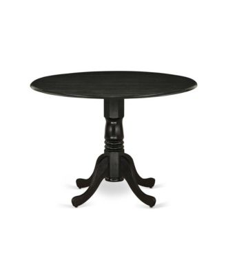 3 Pc Set Wire Brushed Black Midcentury Dining Table with 2 Mineral Blue Linen Fabric Button Tufted Parson Chairs