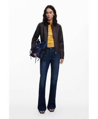 Women's Combined faux leather jacket