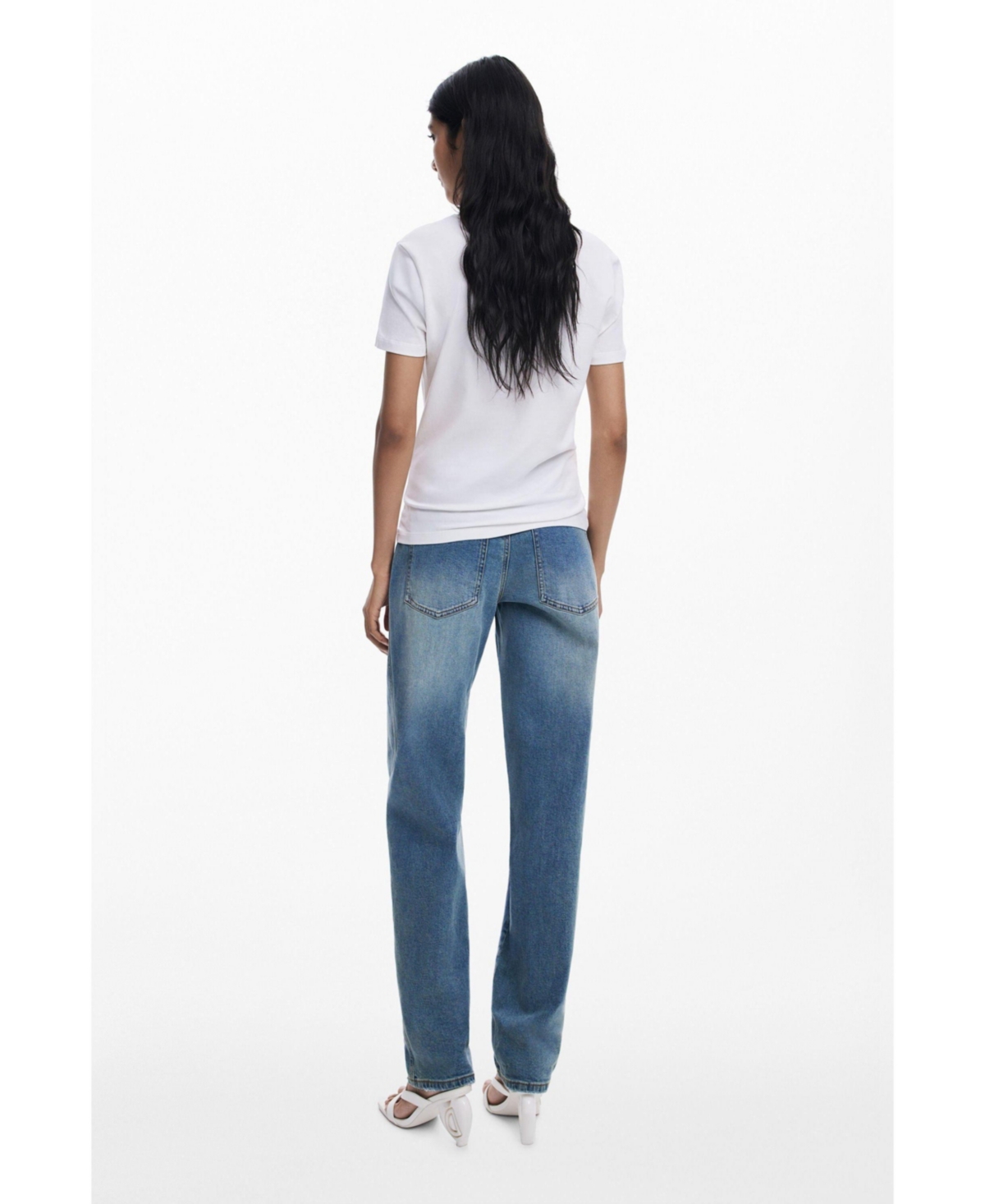 Desigual Women's "d" Strass T-shirt In White