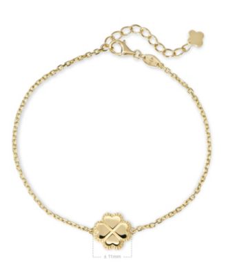 Clover Heart Chain Bracelet in 14K Gold, 6.5 in adj to 7.5 in, approx. 2.8 grams.