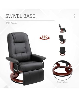 72.75" PU Leather Manual Adjustable Recliner Swivel Chair w/ Footrest,