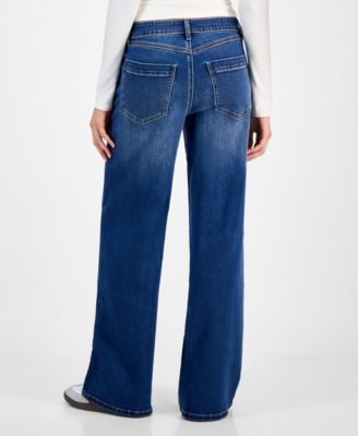 Juniors' Mid-Rise Wide-Leg Jeans