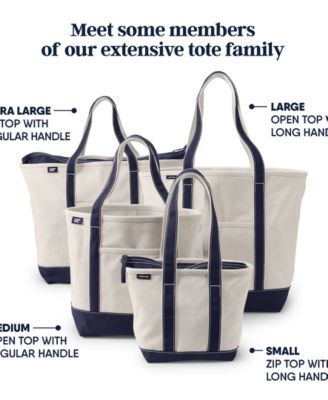 Lands' End Extra Large 5 Pocket Zip Top Long Handle Canvas Tote
