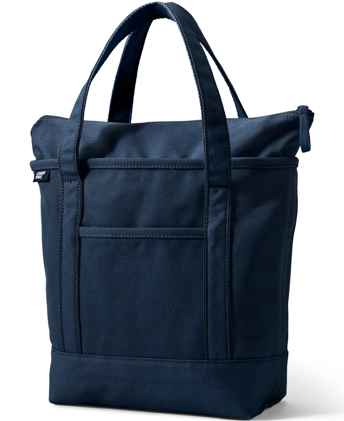 Medium Solid Color 5 Pocket Zip Top Canvas Tote Bag - Black/black