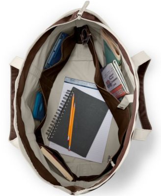 Extra Large 5 Pocket Zip Top Long Handle Canvas Tote Bag