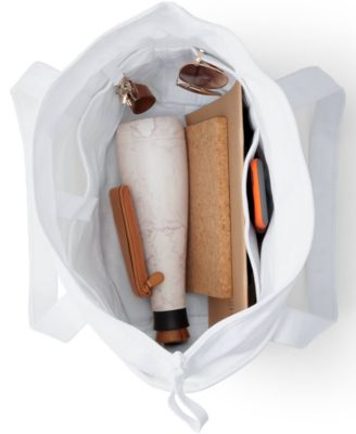 Medium Solid Color 5 Pocket Zip Top Long Handle Canvas Tote Bag