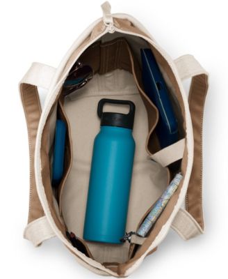 Medium 5 Pocket Zip Top Long Handle Canvas Tote Bag