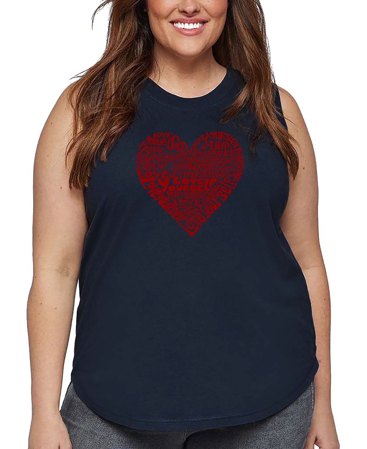 La Pop Art Plus Size Crazy Little Thing Called Love Word Art Tank Top In Blue