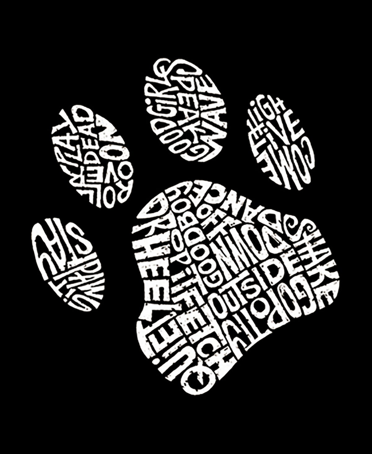 La Pop Art Plus Size Dog Paw Word Art Tank Top In Black