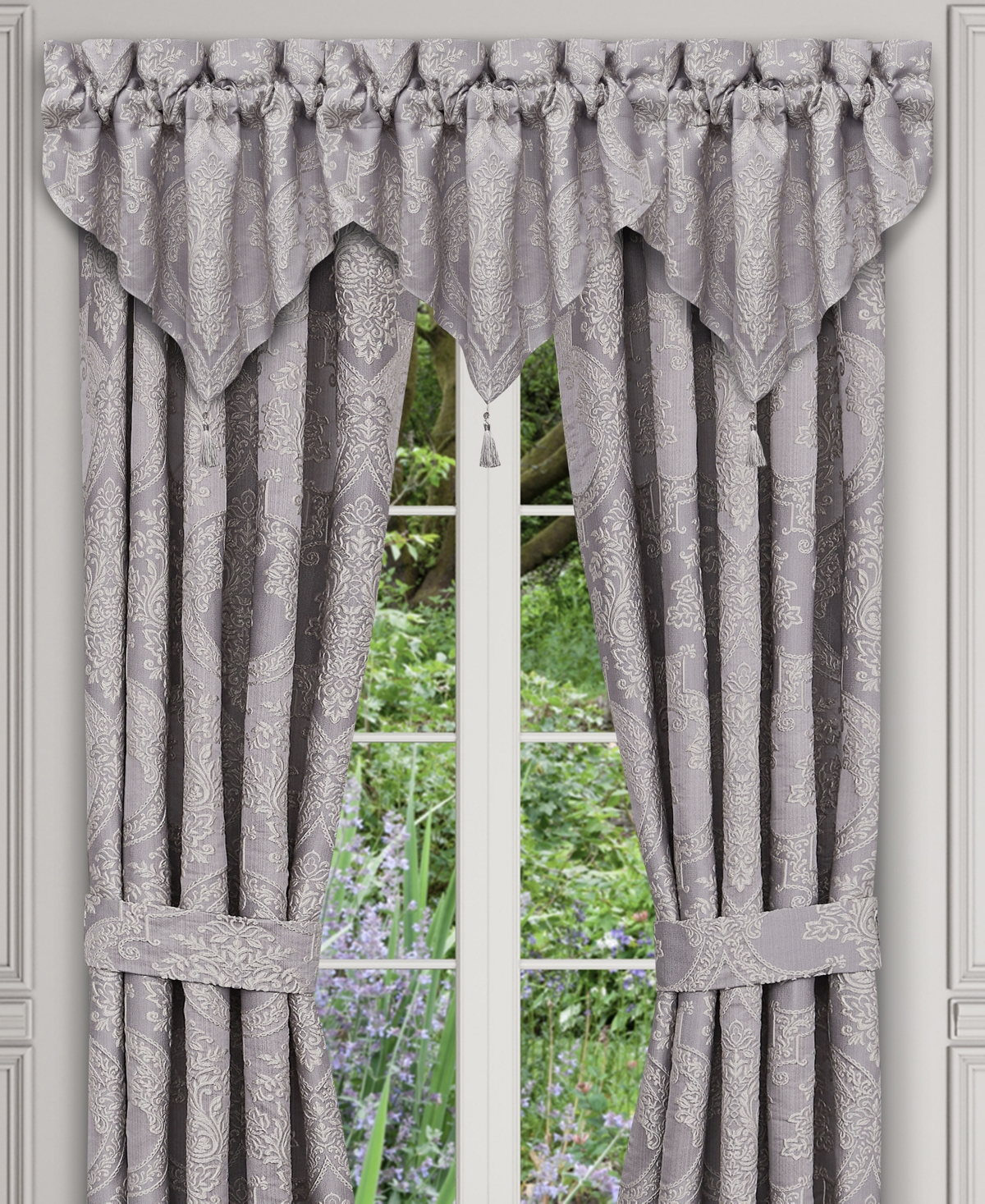 J Queen New York Mary Window Panel Pair, 50 X 84" In Purple