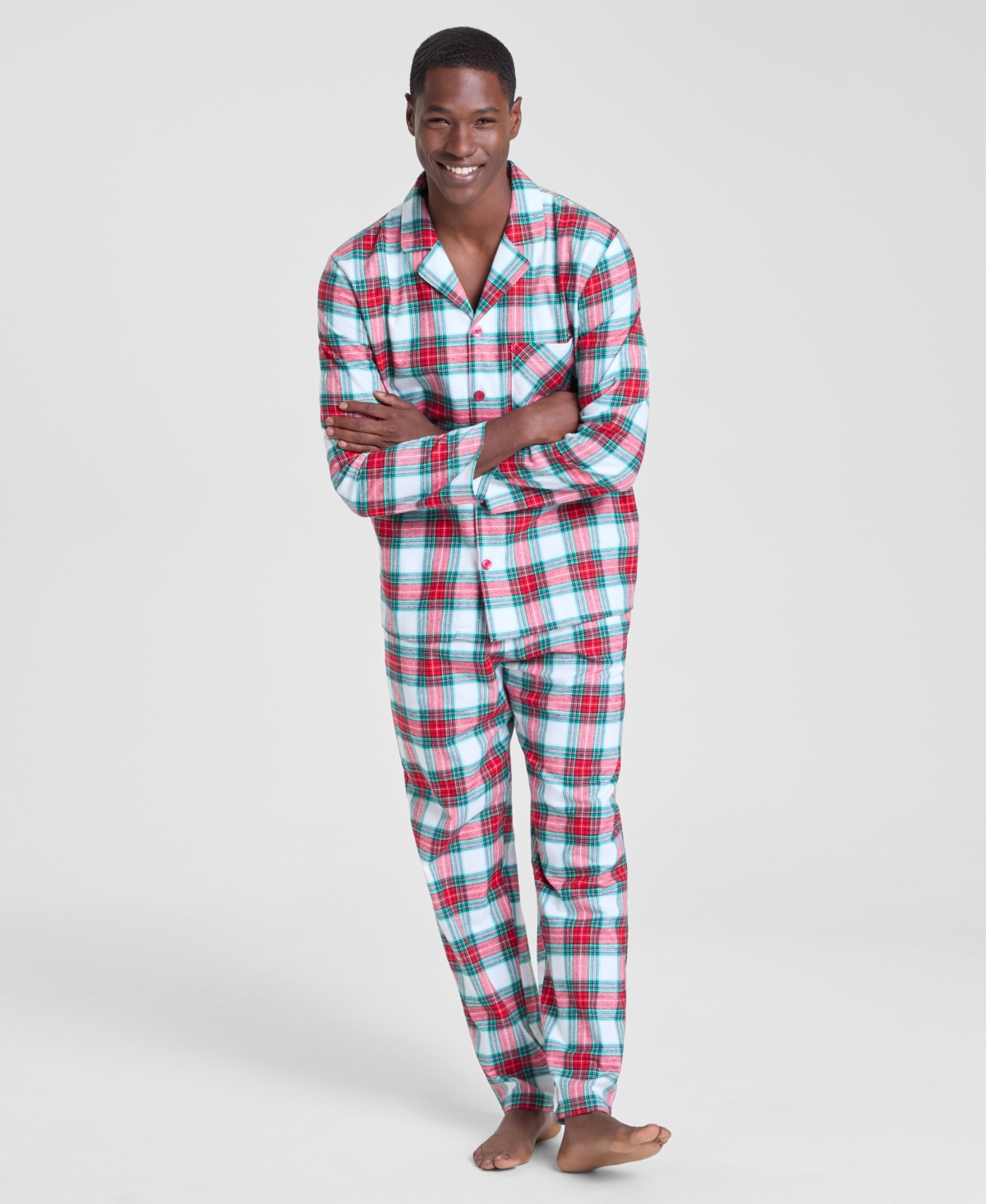 Holiday Lane Men's Merry Plaid Notch Collar Matching Family Pajamas Set, Created For Macy's In Multi