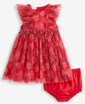 First Impressions - Baby Girls 2-Pc. Floral-Print Tulle Dress & Bloomer Set
