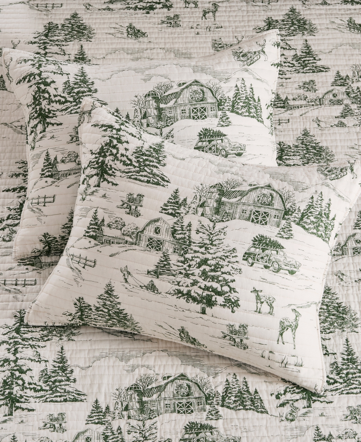 Levtex Winter Sleigh Ride Reversible 3-pc. Quilt Set, Full/queen In Green