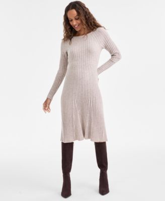 Women's 100% Cashmere Ribbed Midi Sweater Dress, Macy's Exclusive