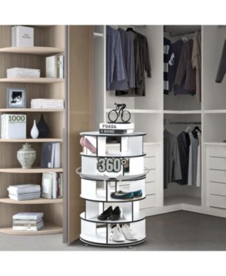 5-Tier Rotating Shoe Rack, 360° Revolving Lazy Susan Spinning Shoe Rack Tower Storage Organizer for Closet Entryway Bedroom Hallway