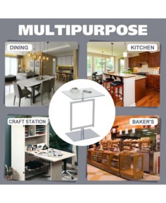 Side End Table with Metal Base and Tempered Glass Top