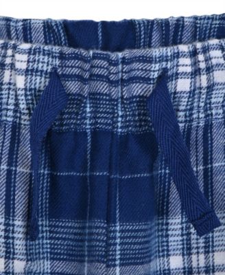 Boys' 6-18 Solid Top and Plaid Jogger Pants, 2-Piece Set