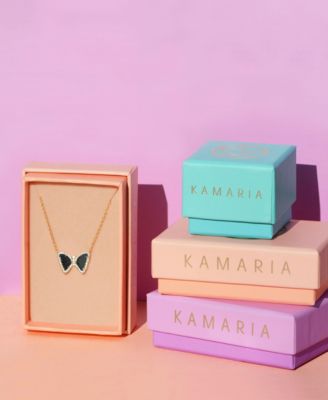 Mini Butterfly Necklace with Black Onyx in 14k Gold Plated Sterling Silver