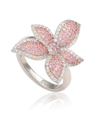 Suzy Levian Sterling Sapphire & Sapphire Flower Ring