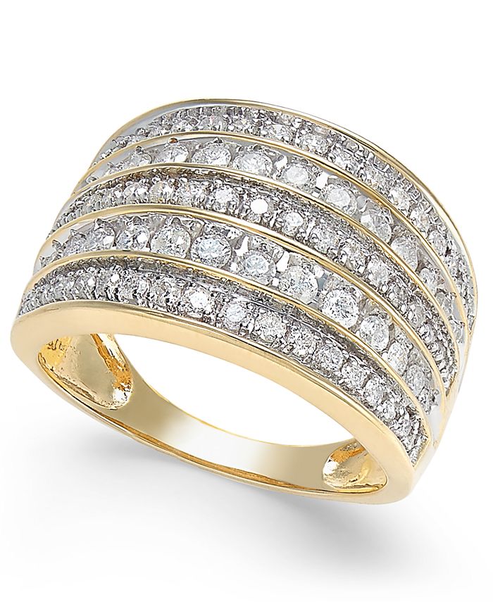 Macy s Diamond Five Row Statement Ring 1 ct. t.w. in 14k Gold Macy s