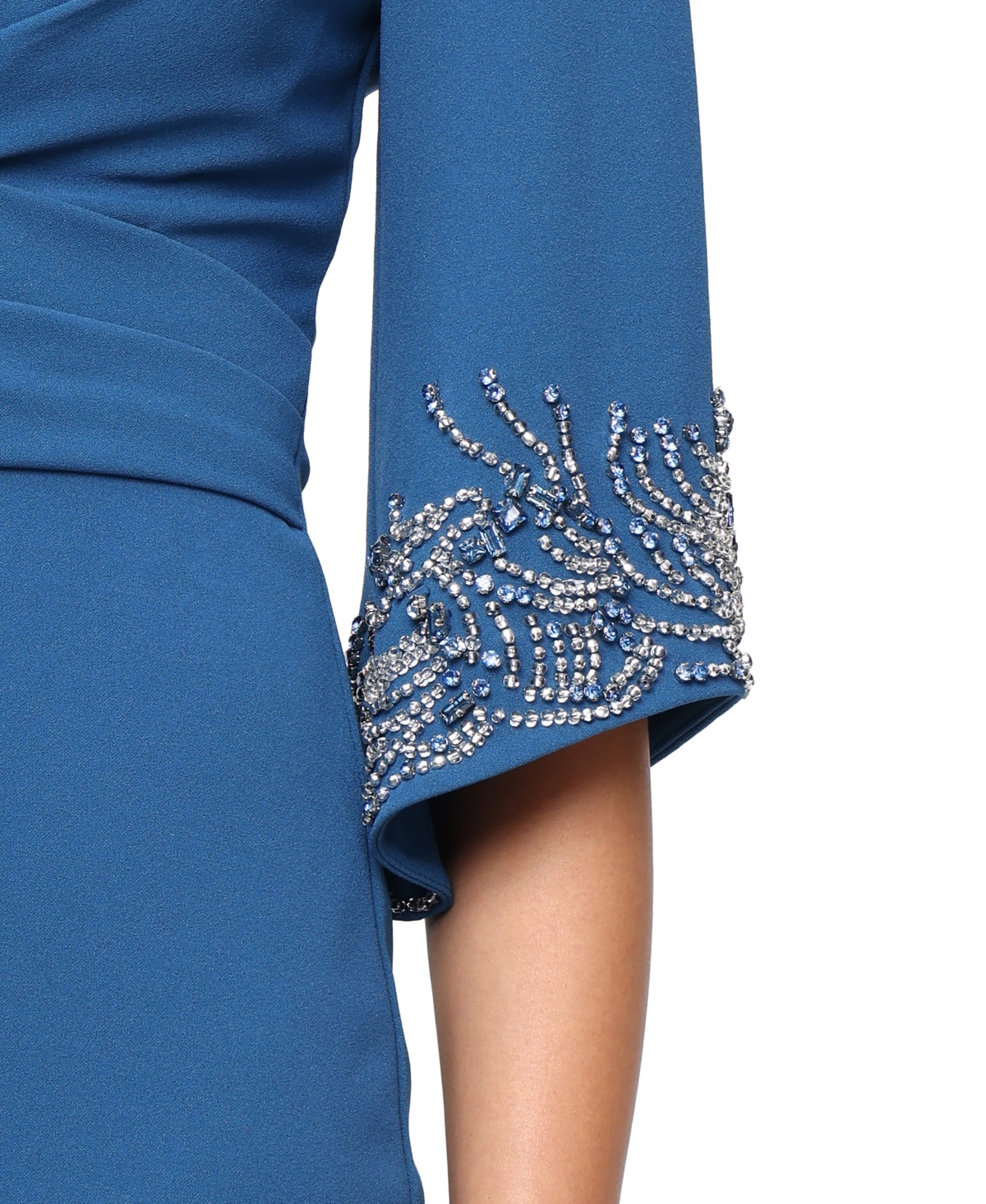 Alex Evenings Petite Long Stretch Crepe Column Dress In Blue