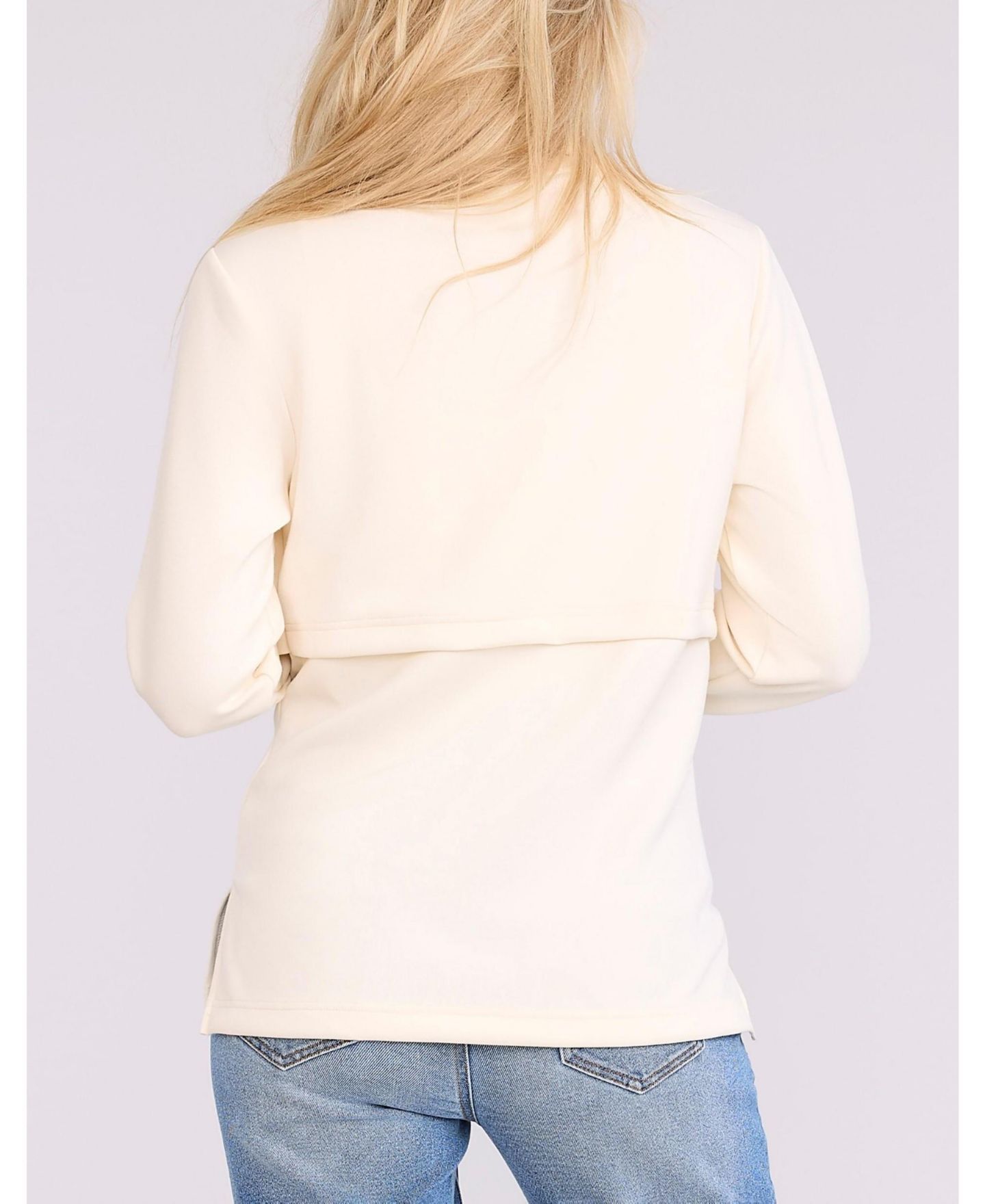 Женский свитшот Motherhood Maternity Funnel Neck Pullover Nursing, цвет: Состаренный белый — фото 2
