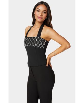 Women's Halter Neck Bead Sequin Top