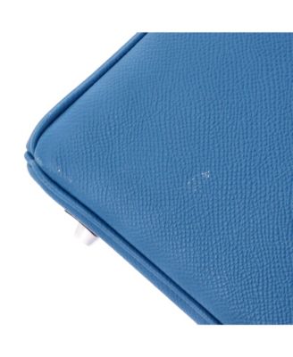 Pre-Owned Hermes Birkin 25 Handbag Blue Epsom with Palladium Hardware