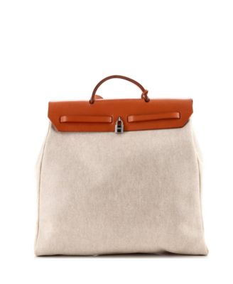 Pre-Owned Hermes MM Herbag Toile and Leather