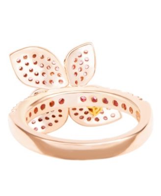 Suzy Levian Sterling Silver Sapphire Flower Ring