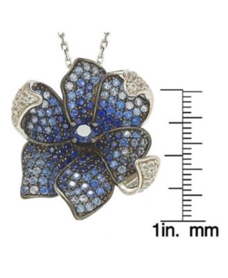 Suzy Levian Sterling Silver Sapphire Flower Petal Pendant