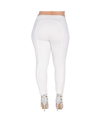 Plus Size Ivory Stretch Ponte Skinny Legging Pants