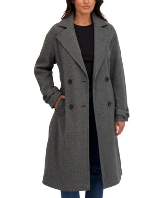 Women's Long Belted Oversized Double Breasted Faux Wool Coat