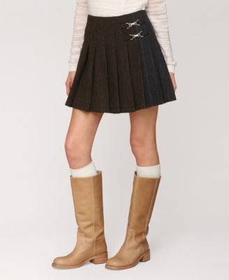 Women's Mixed Pattern Pleated Mini Skirt