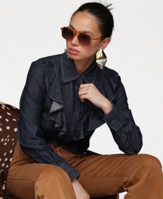 Women's Ruffle Yoke Blouse