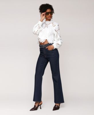 Women's Studded Belt High Rise Boot Cut Jeans