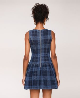 Women's Drop Waist Boat Neck Mini Dress